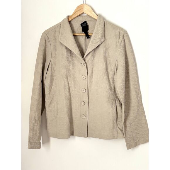 Eileen Fisher Blazer Jacket Size Medium pockets Neutral Minimalist Cotton N34 - Picture 15 of 15